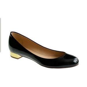 J.Crew Black Patent leather Gold Heel